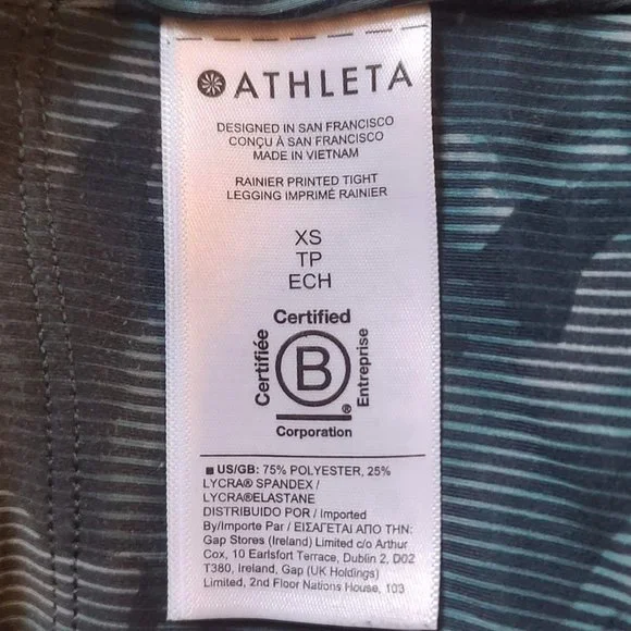 Athleta Leggings Rainier Printed Tight Spliced Floral Minimalistic XS - Picture 9 of 12